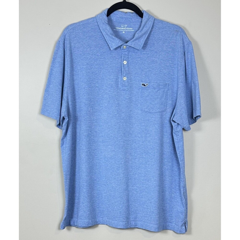 Vineyard Vines Polo Shirt Men's XL‎ Blue Short Sleeve Preppy Coastal Blue Whale